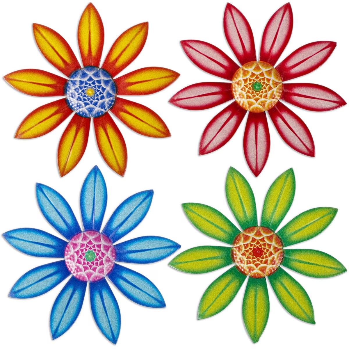 Metal Flower Wall Decor, 4 PCS Metal Outdoor Wall Art Decor, Metal Fence Art Wall Sculptures for Indoor outside Garden Patio Wall Decorations