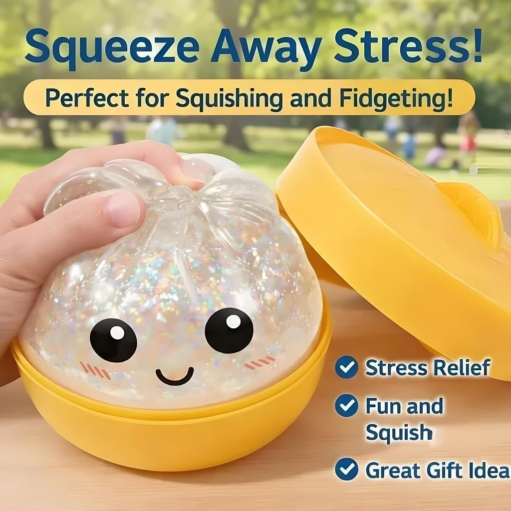 Glitter Dumpling Squishies, 2026 Upgrade Dumpling Squishies Mystery Box, Colorful Dumplings Stress Balls Fidget Sensory Toy, Stocking Stuffers with Food Steamer Stretchy Desk Toys