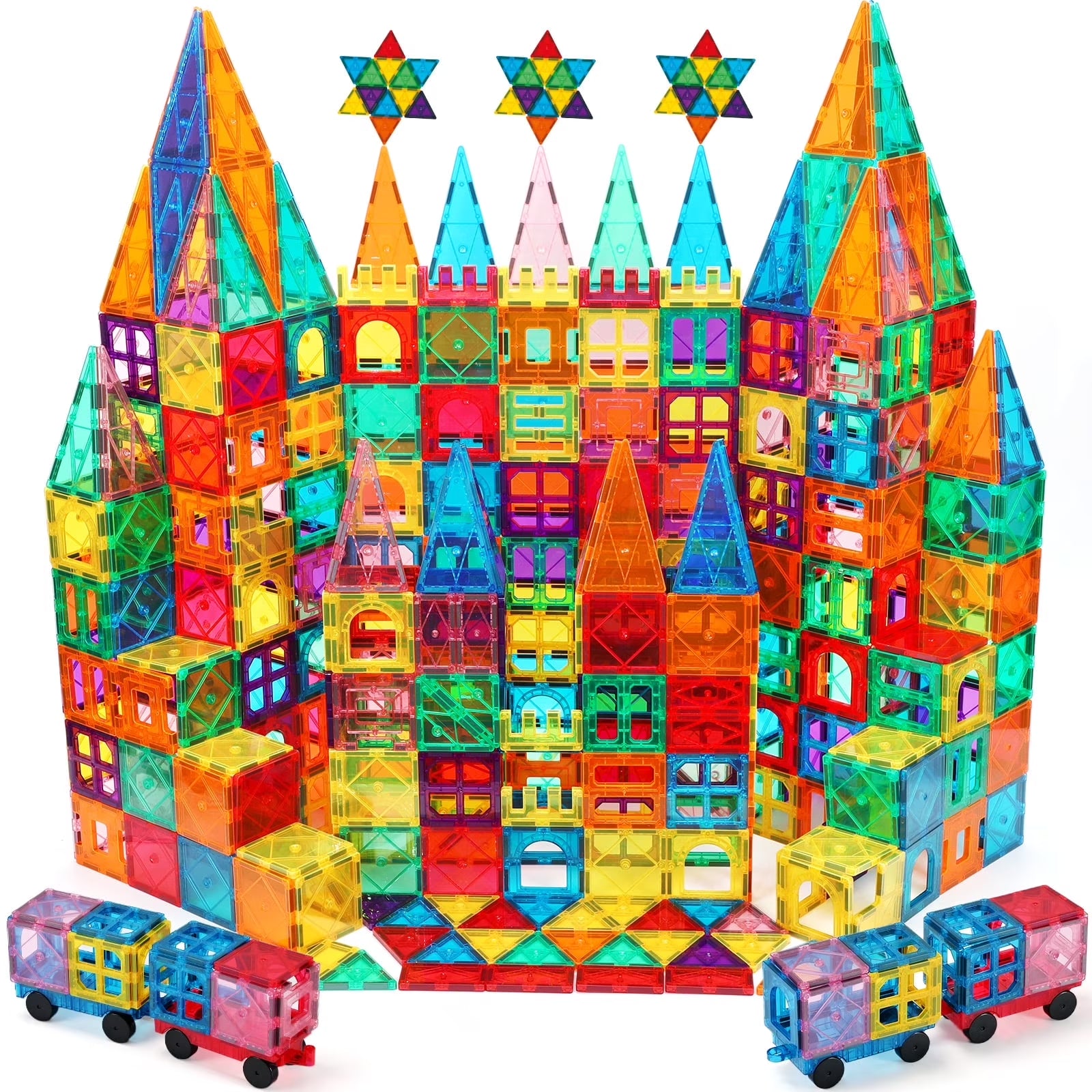 120Pcs Magnetic Tiles for Kids,Educational Magnetic Building Blocks for Boys Girls, STEM Preschool Kindergarten Learning Toys